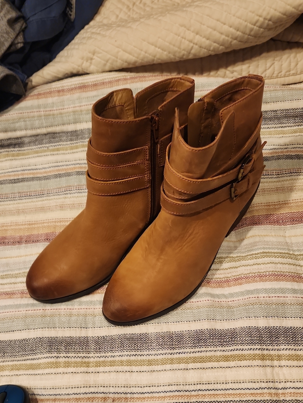 Clarks Women’s Tan Ankle Boot with Buckle Strap